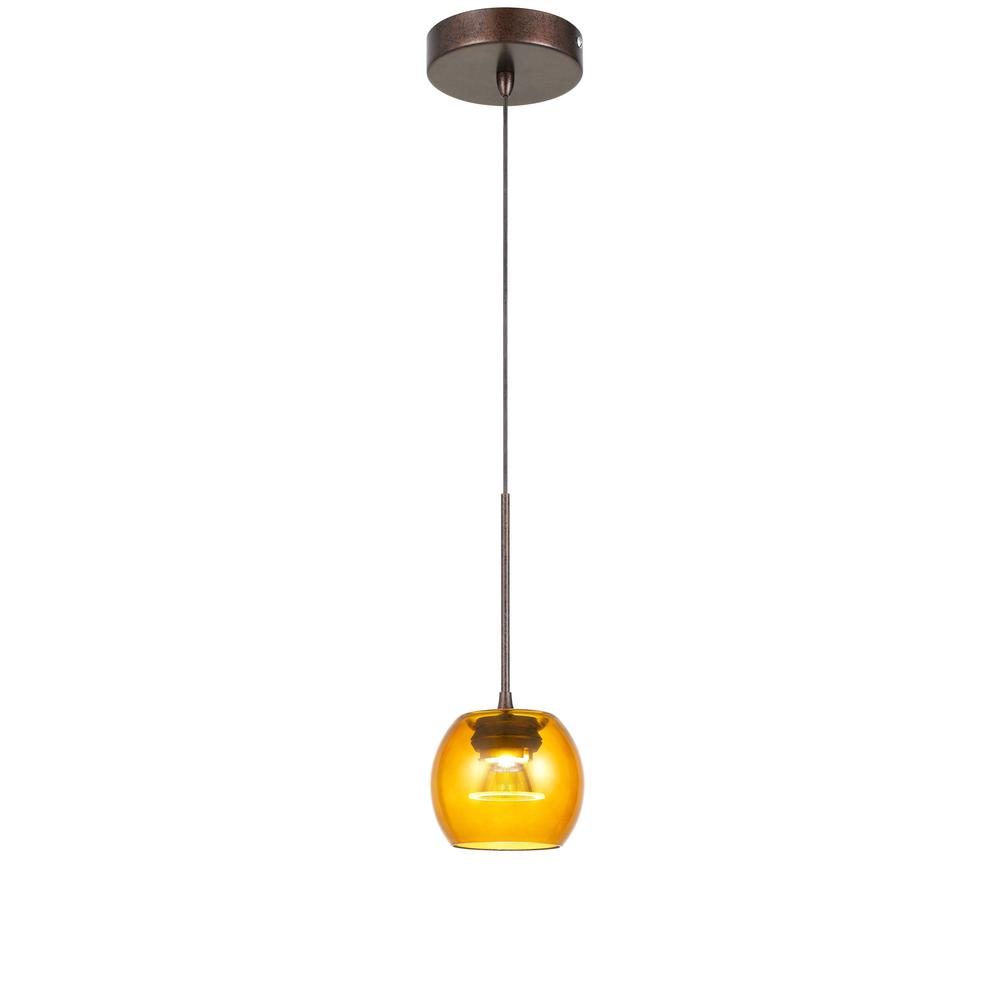 Ithaca 3000K, 8W, 700 Lumen, 90 Cri Dimmable Led Glass Mini Pendant With Amber Glass By Cal Lighting | Pendant Lamps | Moidshstore - 2