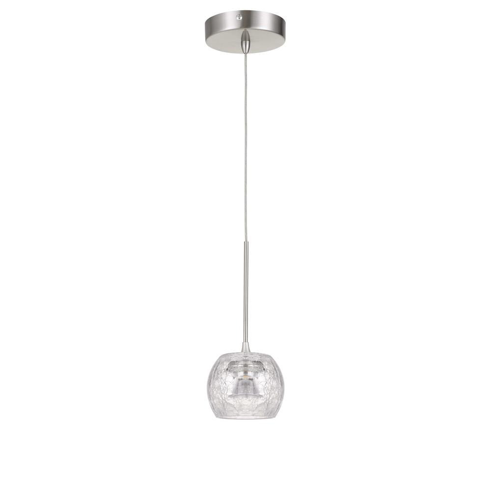 Ithaca 3000K, 8W, 700 Lumen, 90 Cri Dimmable Led Glass Mini Pendant With Clear Crackle Glass By Cal Lighting | Pendant Lamps | Moidshstore