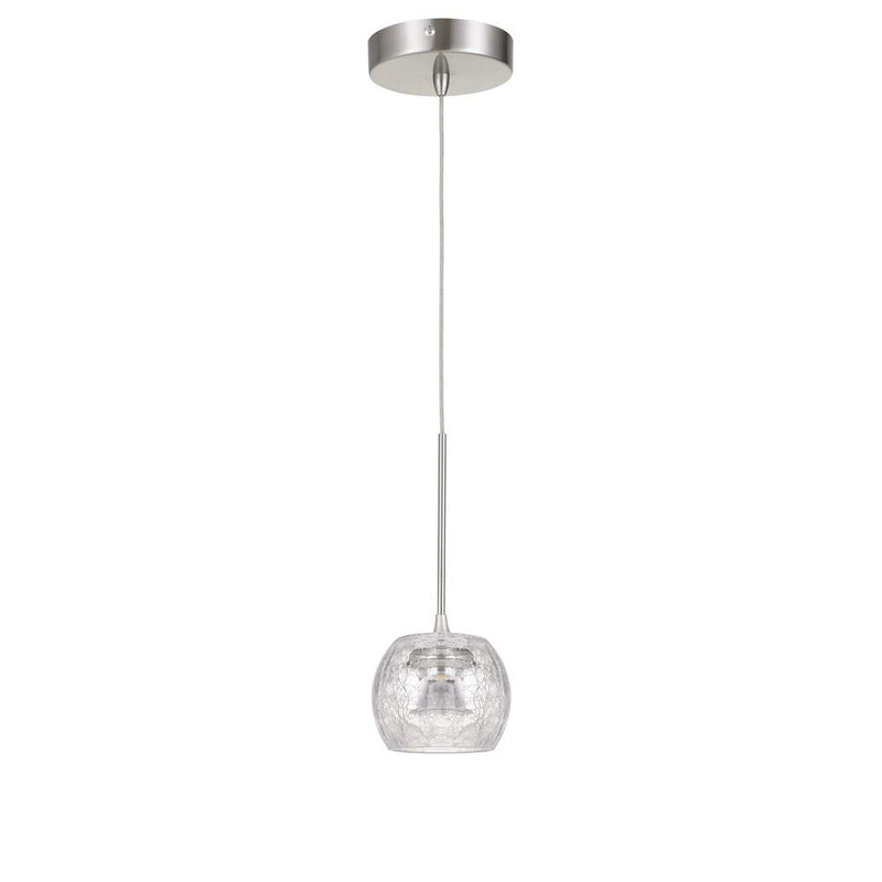 Ithaca 3000K, 8W, 700 Lumen, 90 Cri Dimmable Led Glass Mini Pendant With Clear Crackle Glass By Cal Lighting | Pendant Lamps | Moidshstore