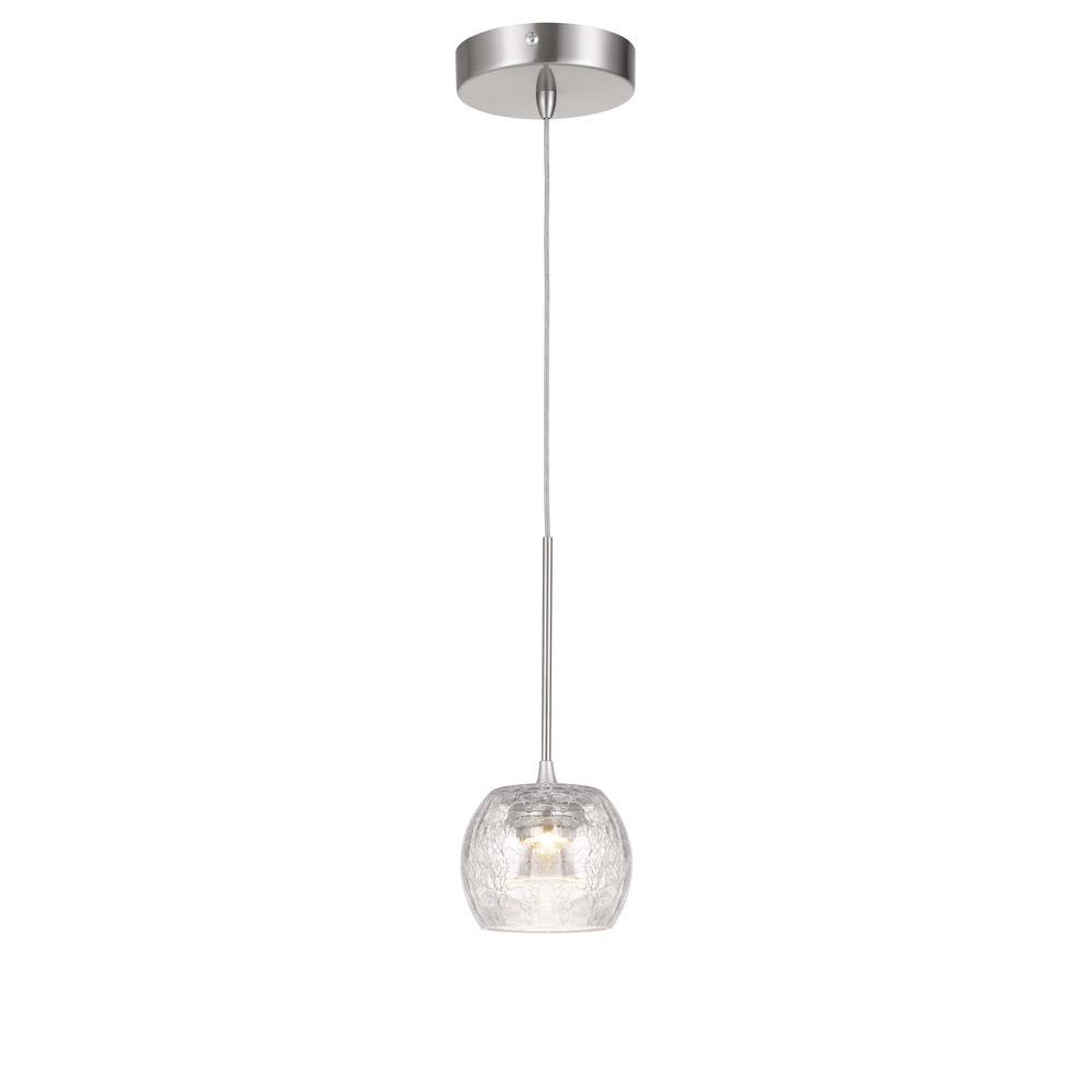 Ithaca 3000K, 8W, 700 Lumen, 90 Cri Dimmable Led Glass Mini Pendant With Clear Crackle Glass By Cal Lighting | Pendant Lamps | Moidshstore - 3