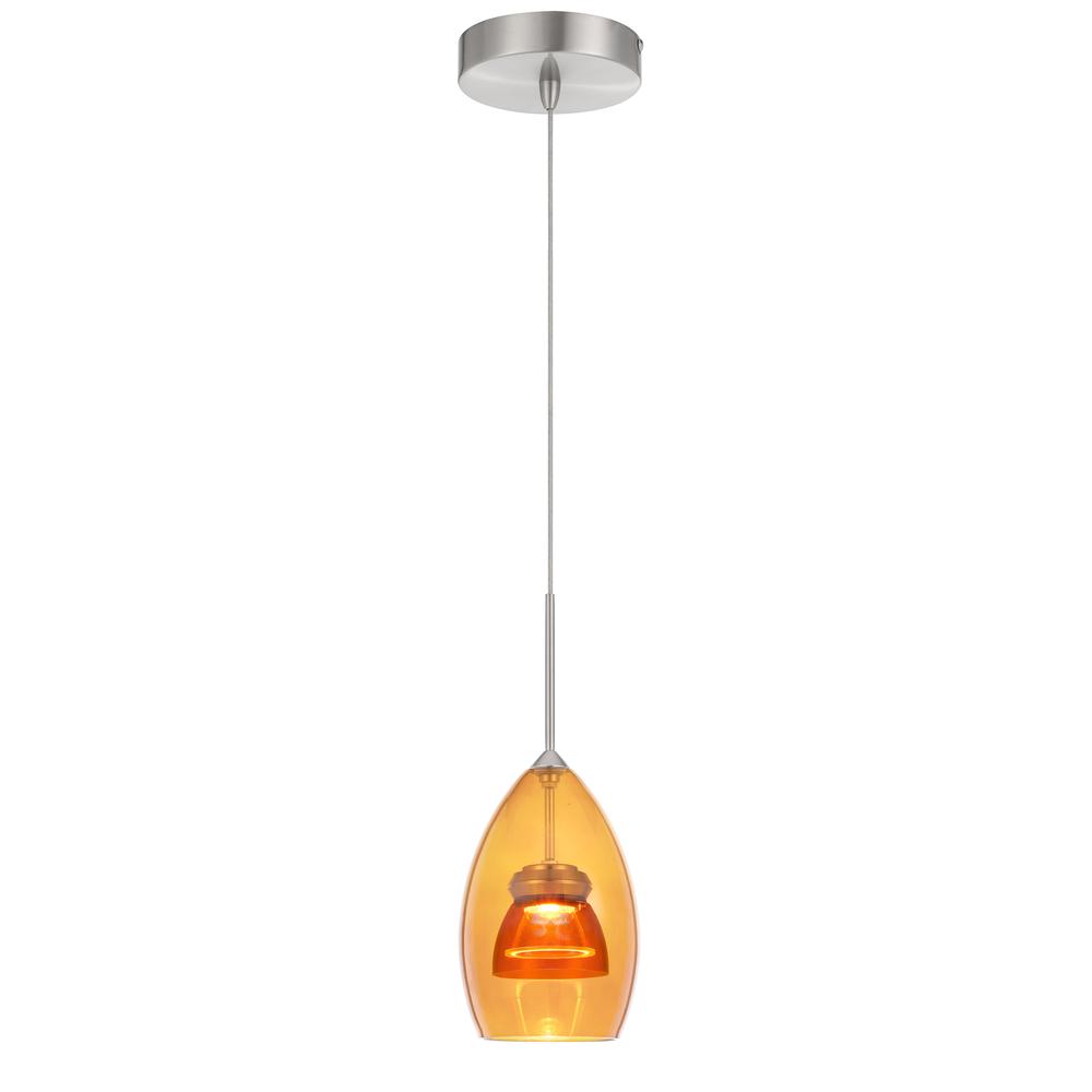 Integrated Dimmable Led Double Glass Mini Pendant Light. 6W, 450 Lumen, 3000K, Amber/Yellow By Cal Lighting | Pendant Lamps | Moidshstore - 2