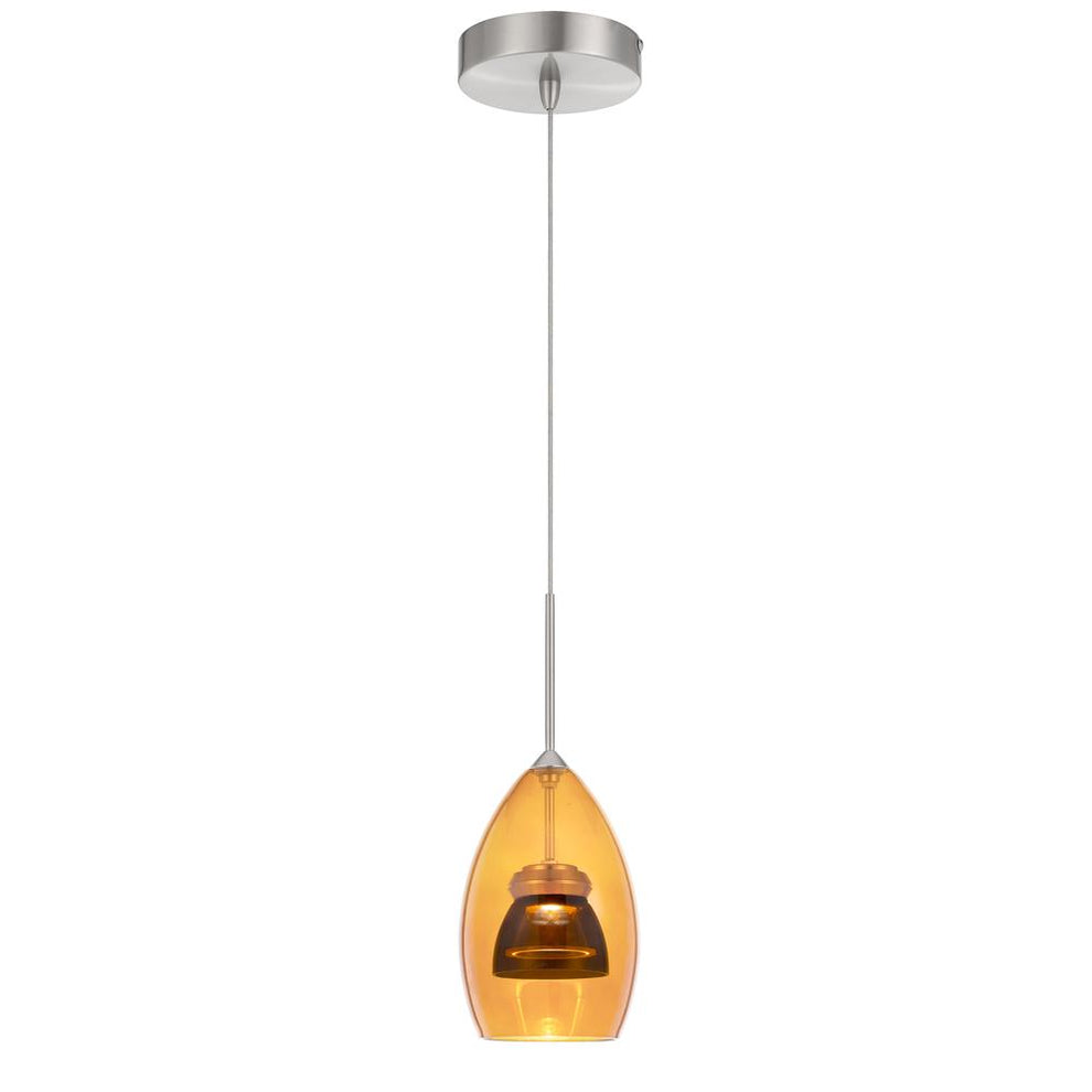 Integrated Dimmable Led Double Glass Mini Pendant Light. 6W, 450 Lumen, 3000K, Amber/Smoke By Cal Lighting | Pendant Lamps | Moidshstore - 2