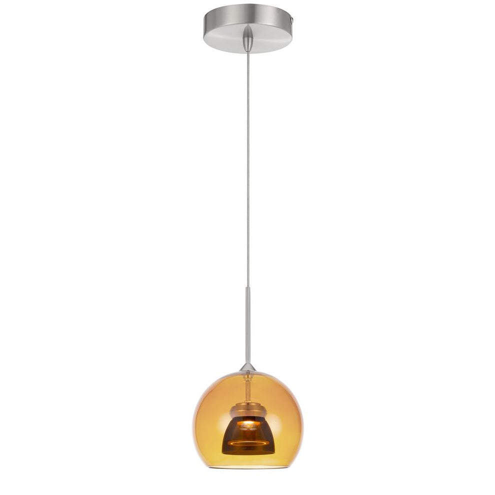 Integrated Dimmable Led Double Glass Mini Pendant Light. 6W, 450 Lumen, 3000K In Amber/Smoke By Cal Lighting | Pendant Lamps | Moidshstore - 2