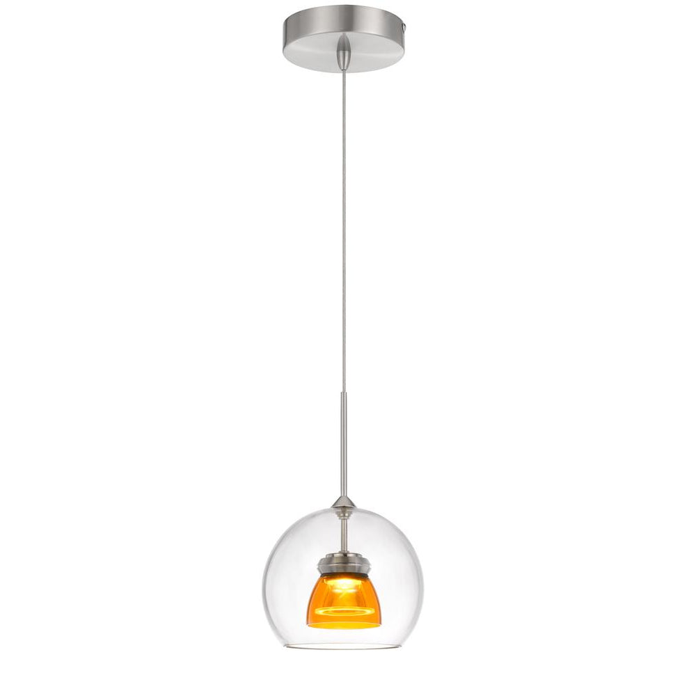 Integrated Dimmable Led Double Glass Mini Pendant Light. 6W, 450 Lumen, 3000K In Clear Yellow By Cal Lighting | Pendant Lamps | Moidshstore - 2