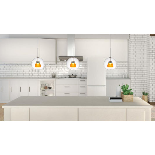 Integrated Dimmable Led Double Glass Mini Pendant Light. 6W, 450 Lumen, 3000K In Clear Yellow By Cal Lighting | Pendant Lamps | Moidshstore