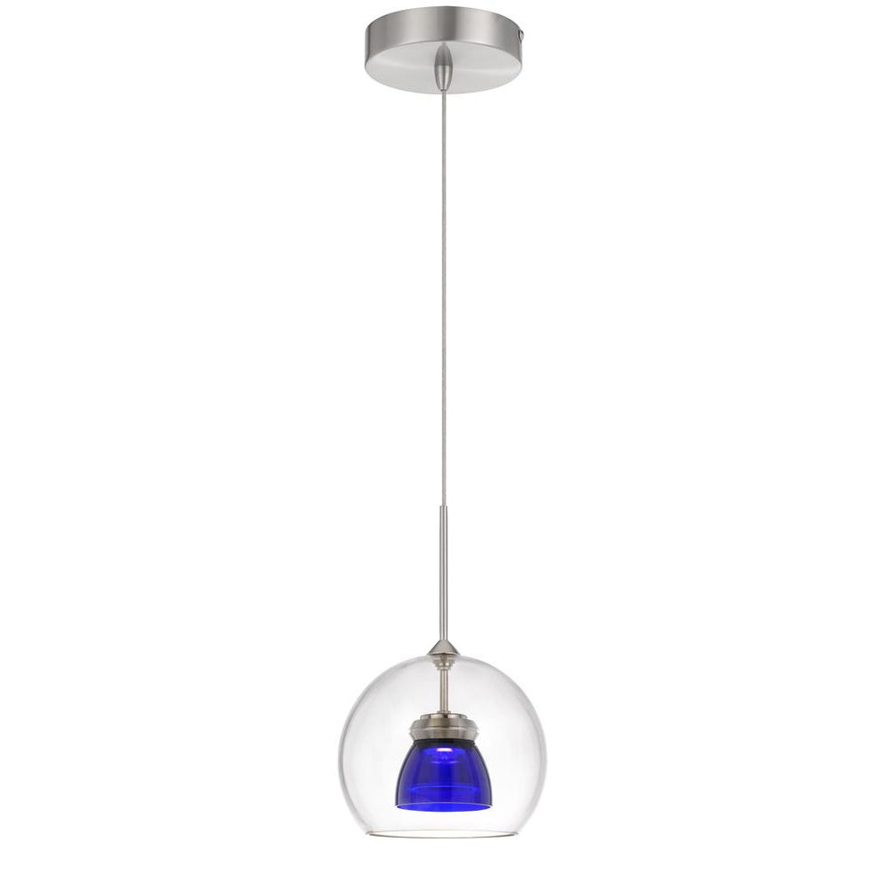 Integrated Dimmable Led Double Glass Mini Pendant Light. 6W, 450 Lumen, 3000K In Clear Blue By Cal Lighting | Pendant Lamps | Moidshstore - 2