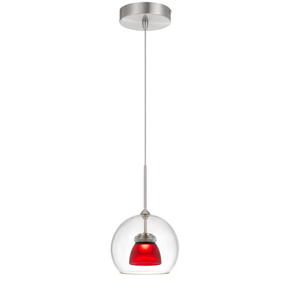 Integrated Dimmable Led Double Glass Mini Pendant Light. 6W, 450 Lumen, 3000K In Frosted Red By Cal Lighting | Pendant Lamps | Moidshstore - 2