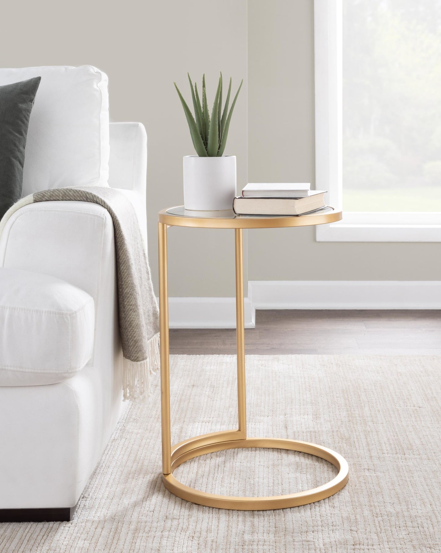 Round Zenn End Table in Gold Metal with Clear Glass Table Top By LumiSource | Side Tables | Modishstore - 5