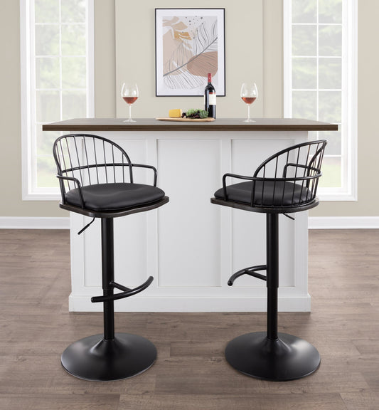 Riley Adjustable Barstool with Arms - Set of 2 By LumiSource | Bar Stools | Modishstore