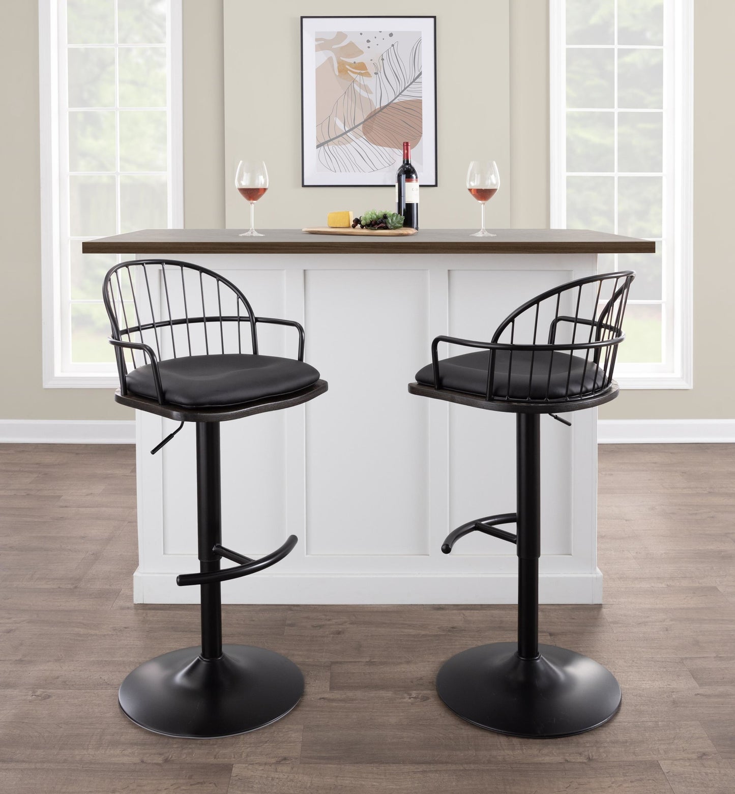 Riley Adjustable Barstool with Arms - Set of 2 By LumiSource | Bar Stools | Modishstore