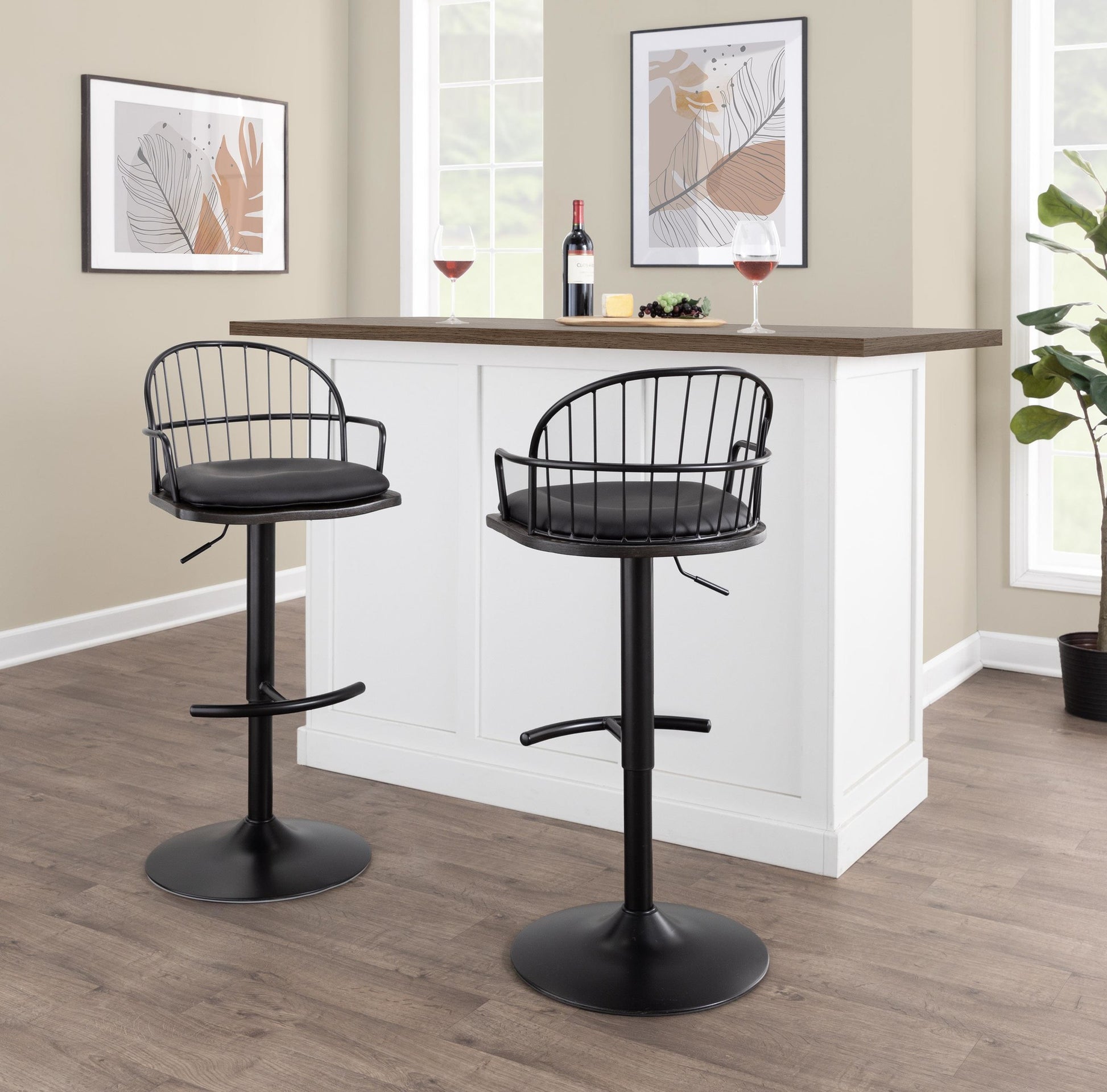 Riley Adjustable Barstool with Arms - Set of 2 By LumiSource | Bar Stools | Modishstore - 2