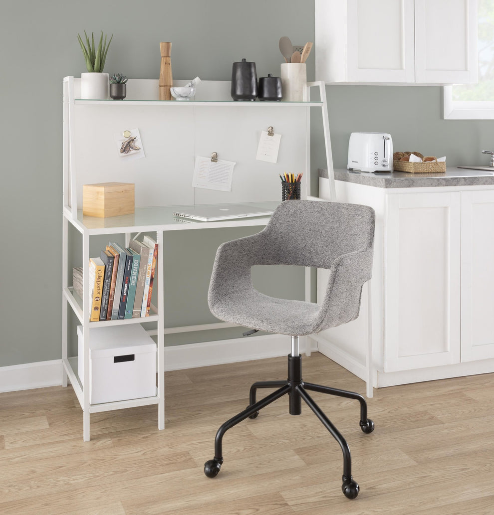 Margarite Contemporary Adjustable Office Chair in Black Metal and Grey Fabric By LumiSource | Office Chairs | Modishstore