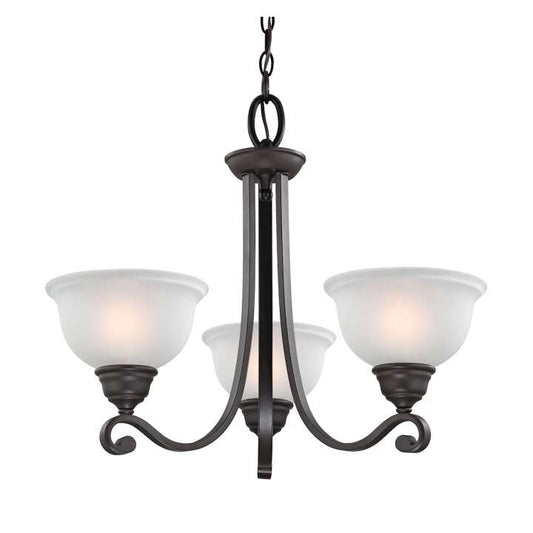 Hamilton 3-Light Chandelier in Oil Rubbed Bronze with White Glass | Chandeliers | Modishstore