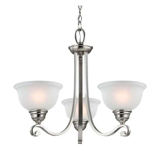 Hamilton 3-Light Chandelier in Brushed Nickel with White Glass | Chandeliers | Modishstore