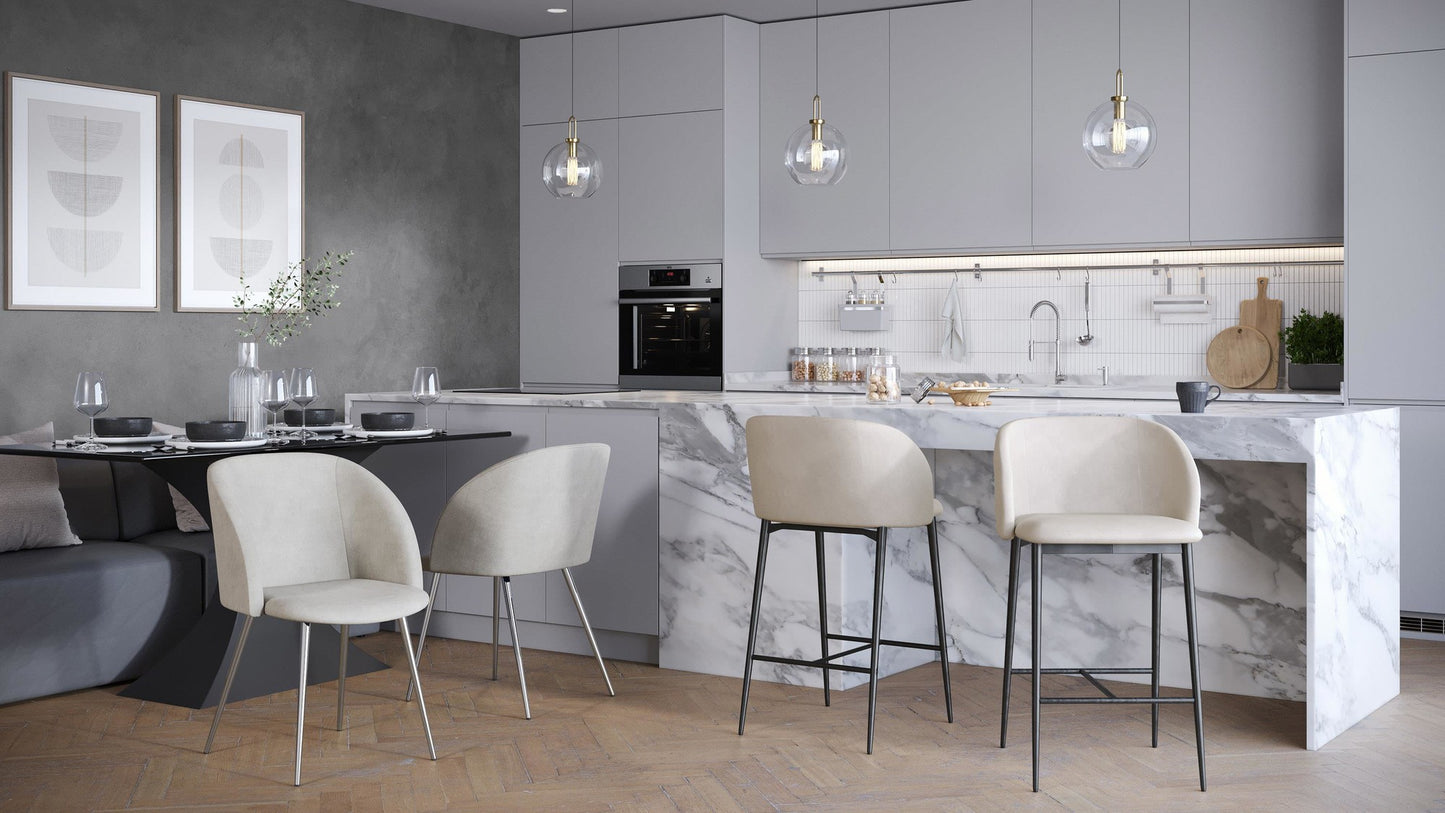 Fran 26" Contemporary Fixed-Height Counter Stool in Black Metal and Black Velvet By LumiSource - Set of 2 | Counter Stools | Modishstore - 23