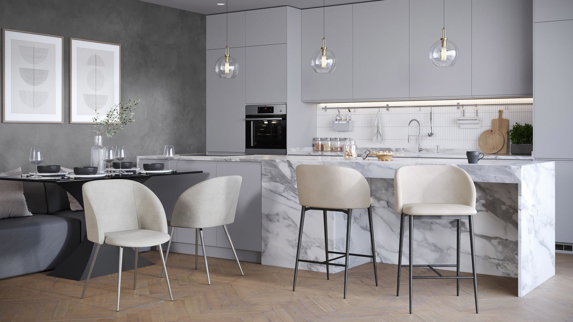 Fran 26" Contemporary Fixed-Height Counter Stool in Black Metal and Black Velvet By LumiSource - Set of 2 | Counter Stools | Modishstore - 23