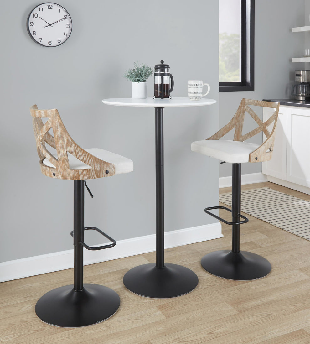 Pebble Mid-Century Modern Table Adjusts from Dining to Bar in Black Metal and White Wood By LumiSource | Dining Tables | Modishstore - 5