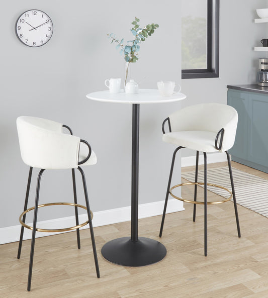 Pebble Mid-Century Modern Table Adjusts from Dining to Bar in Black Metal and White Wood By LumiSource | Dining Tables | Modishstore