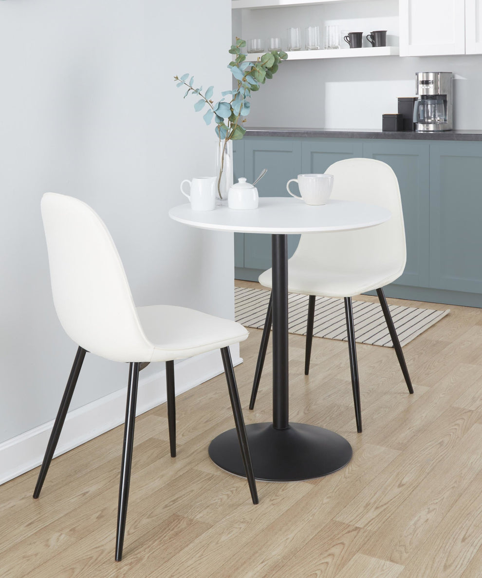 Pebble Mid-Century Modern Table Adjusts from Dining to Bar in Black Metal and White Wood By LumiSource | Dining Tables | Modishstore - 4