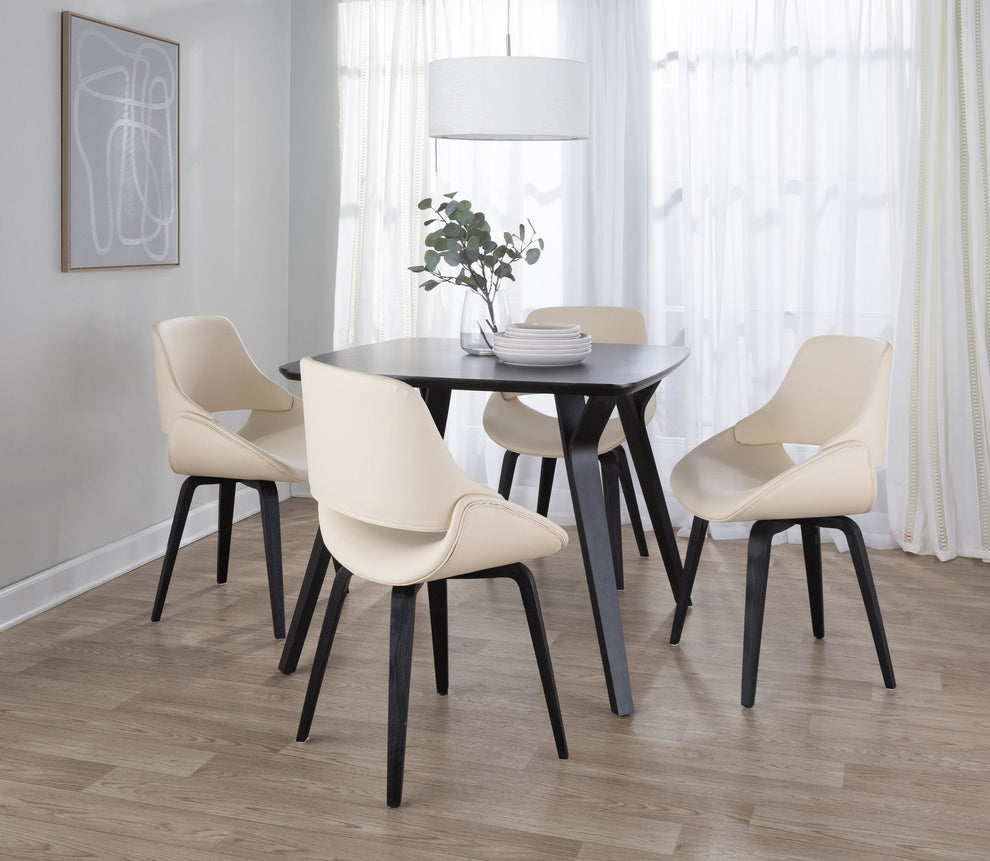 Fabrico Mid-Century Modern Accent/Dining Chair in Black Wood and Camel Faux Leather By LumiSource - Set of 2 | Dining Chairs | Modishstore - 12