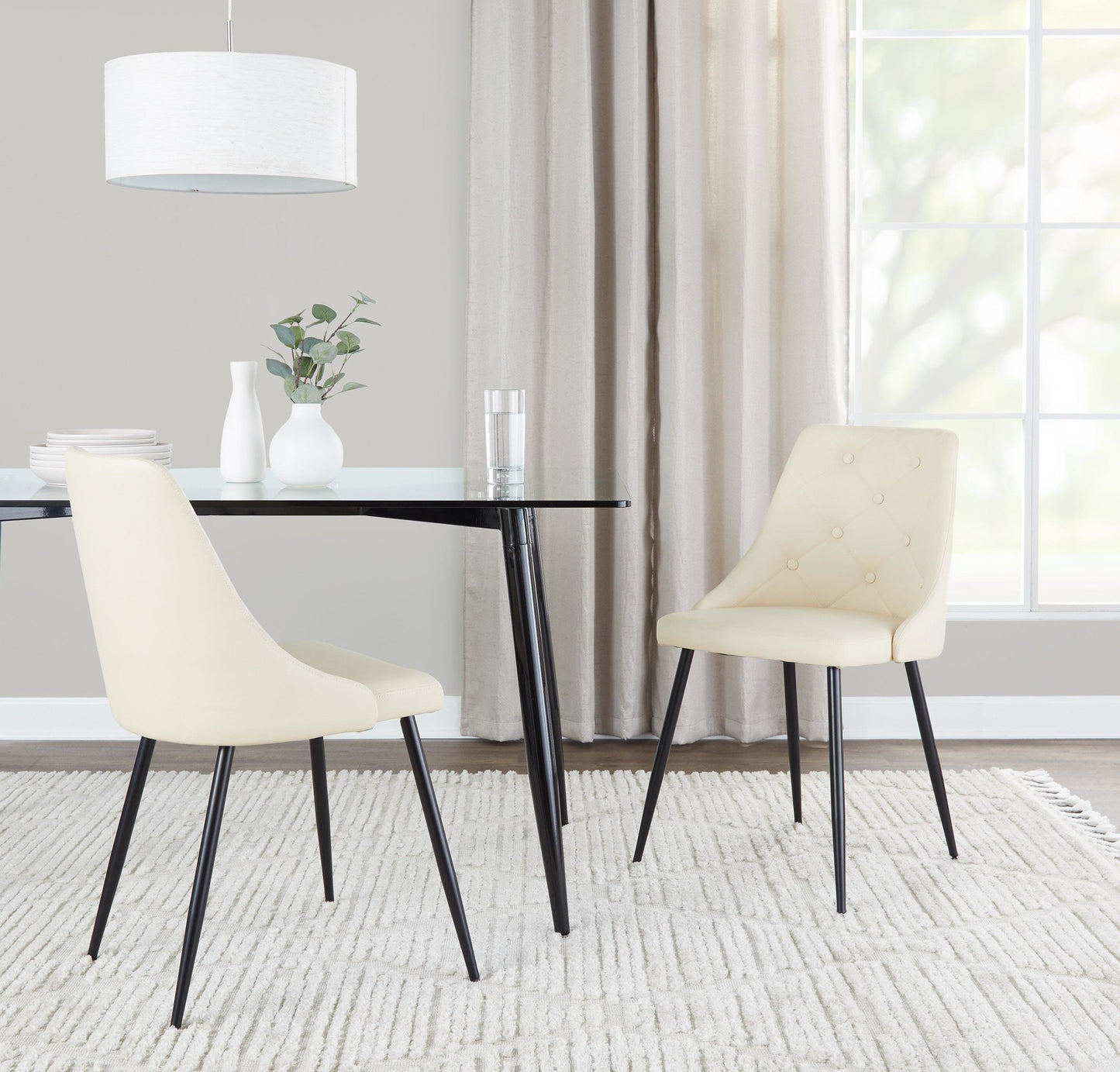 Giovanni Chair - Set of 2 Gold Metal, Cream PU By LumiSource | Dining Chairs | Modishstore - 9