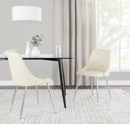 Giovanni Chair - Set of 2 Chrome Metal, Cream PU By LumiSource | Dining Chairs | Modishstore