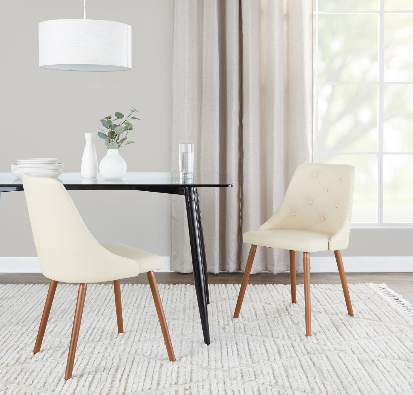 Giovanni Chair - Set of 2 Chrome Metal, Cream PU By LumiSource | Dining Chairs | Modishstore - 15