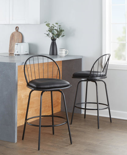 Riley Claire 26" Fixed-Height Counter Stool - Set of 2 Black By LumiSource | Counter Stools | Modishstore