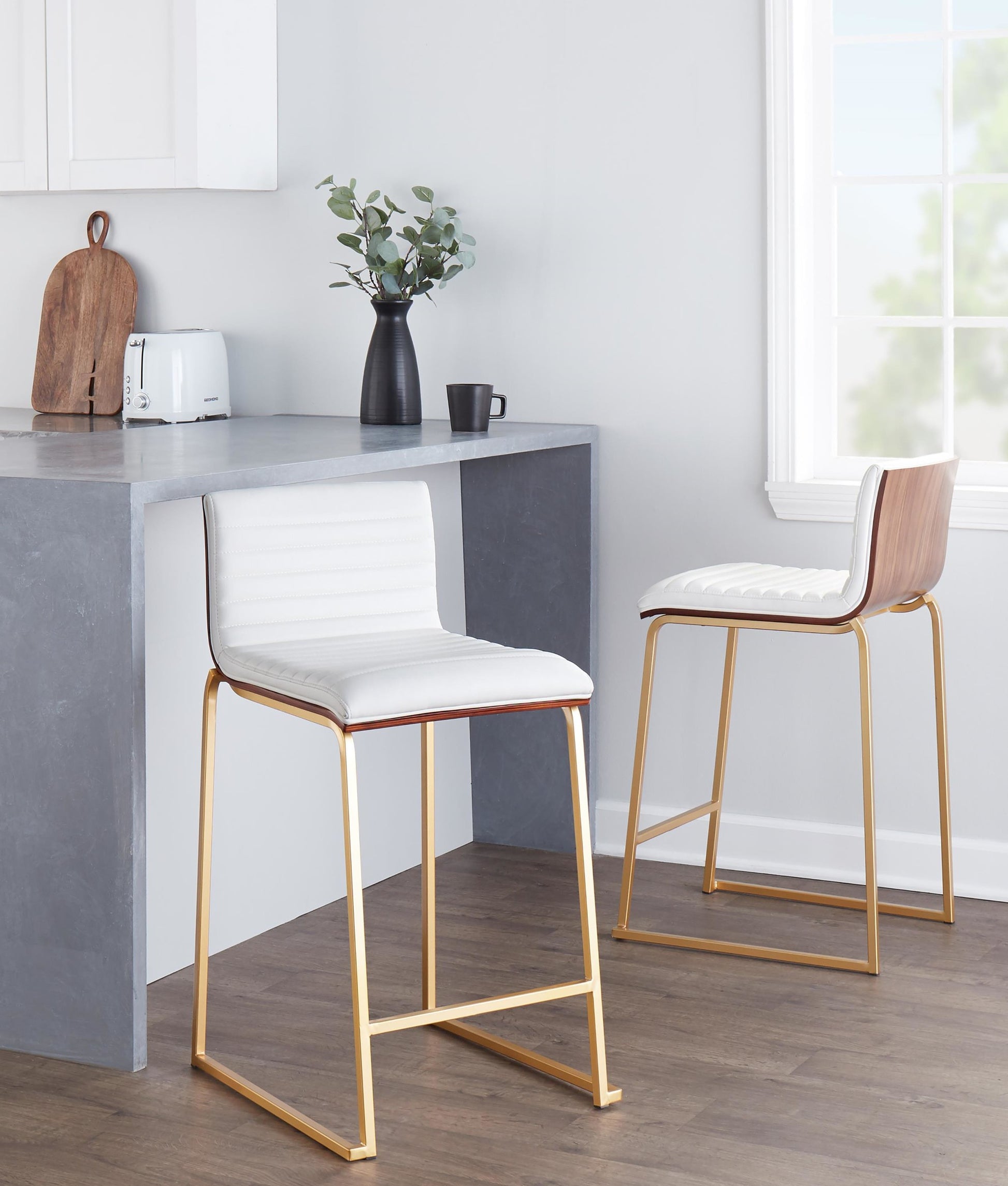 Mason Mara 26" Fixed-Height Counter Stool - Set of 2 Gray By LumiSource | Counter Stools | Modishstore - 10