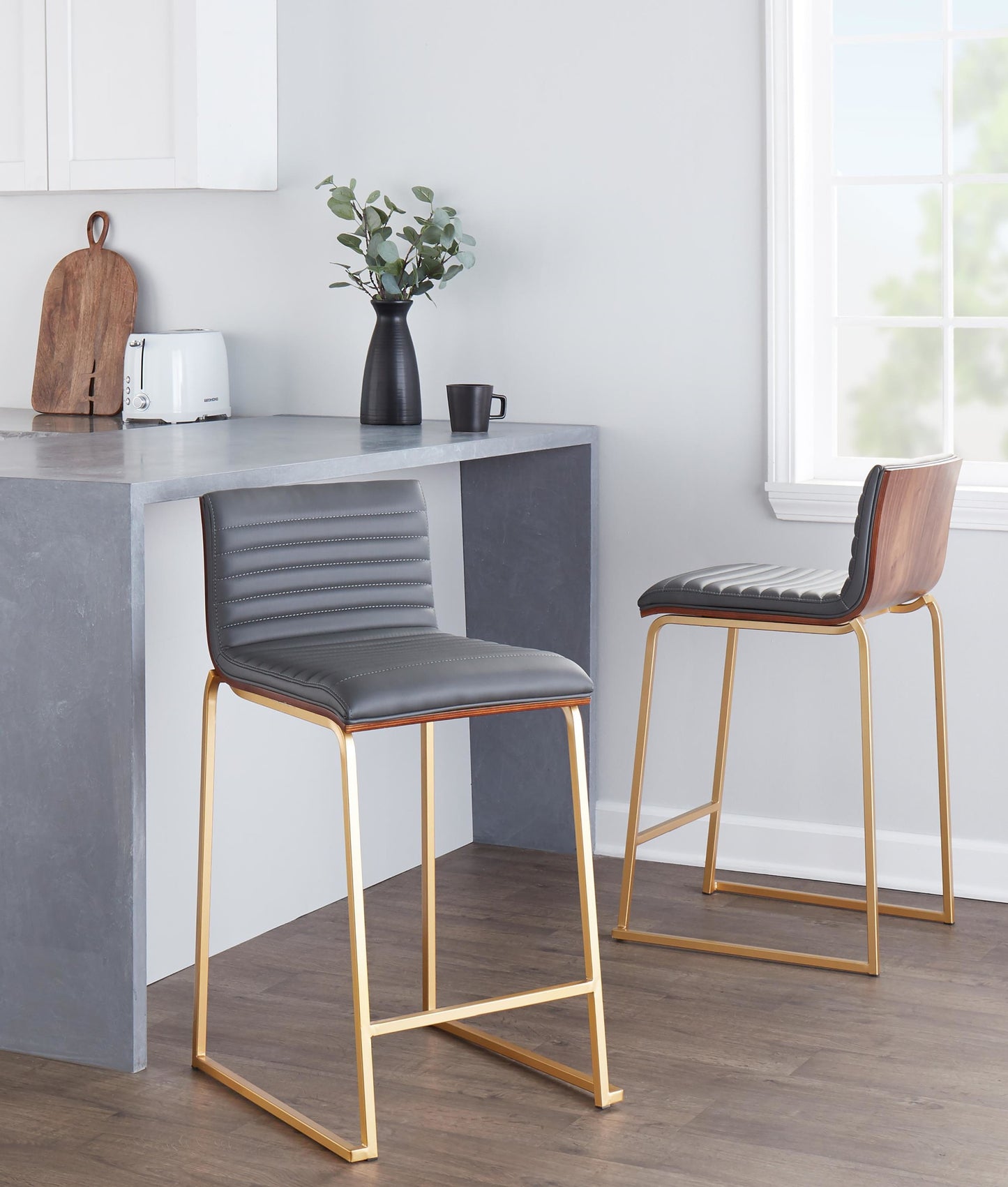 Mason Mara 26" Fixed-Height Counter Stool - Set of 2 Gray By LumiSource | Counter Stools | Modishstore