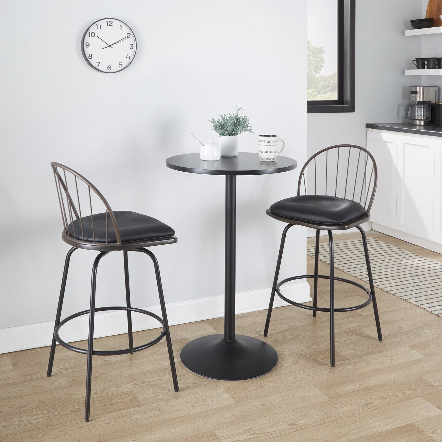 Riley Claire 26" Fixed-Height Counter Stool - Set of 2 Black By LumiSource | Counter Stools | Modishstore - 10