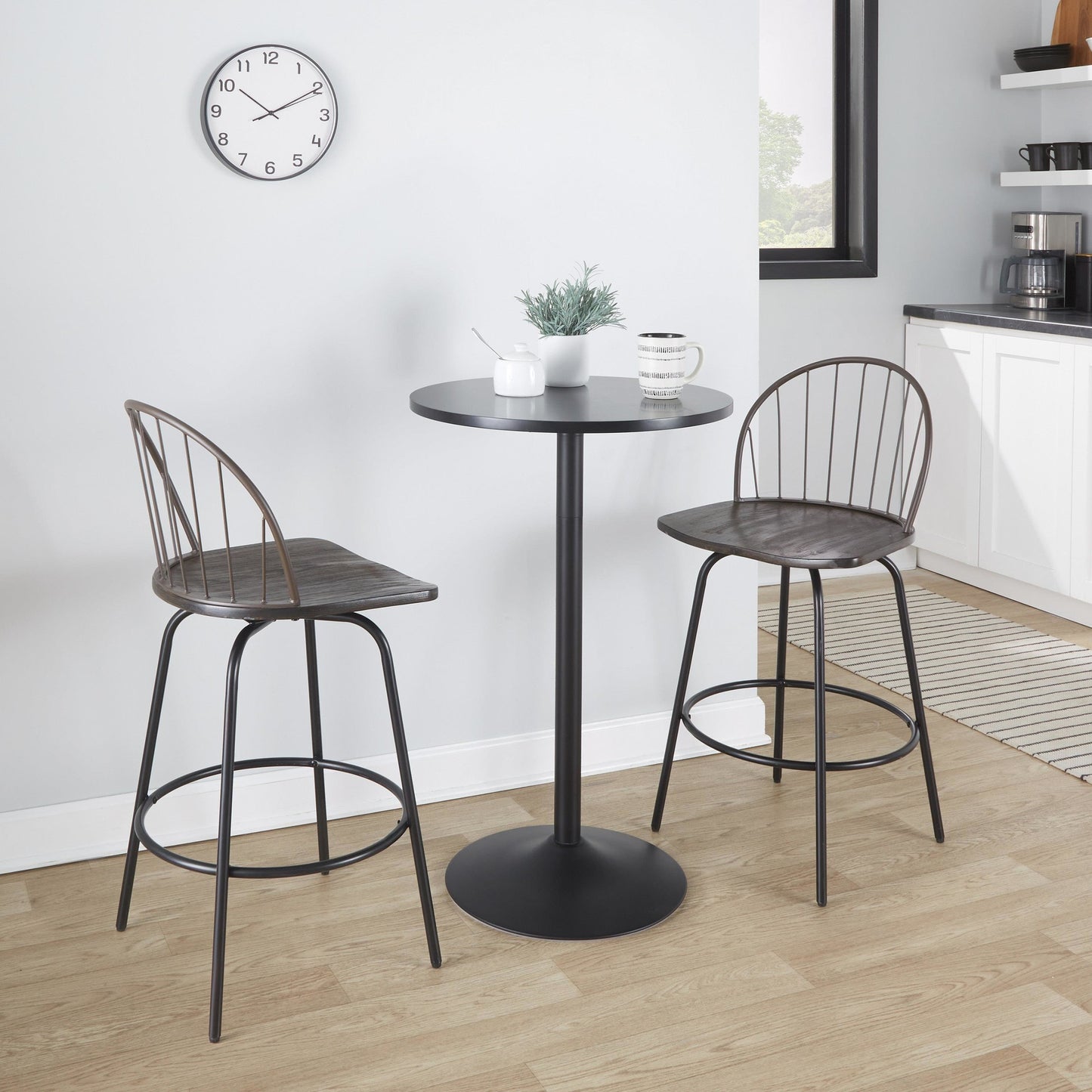 Riley Claire 26" Fixed-Height Counter Stool - Set of 2 Black By LumiSource | Counter Stools | Modishstore - 11