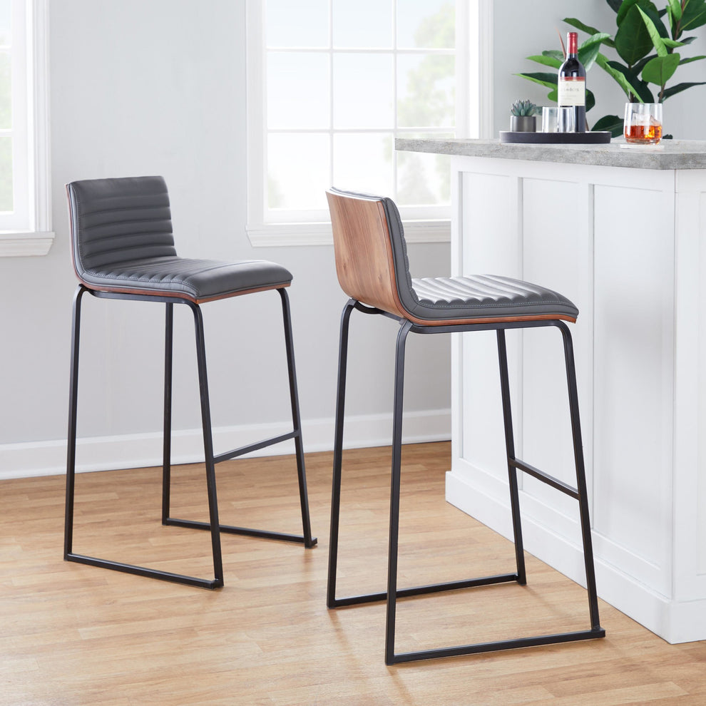 Mason Mara 30" Fixed-Height Barstool - Set of 2 Gray By LumiSource | Bar Stools | Modishstore