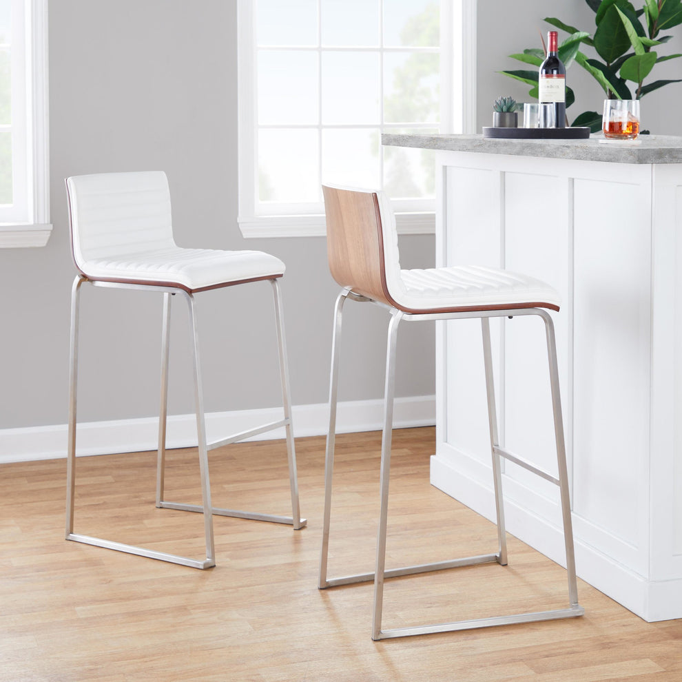 Mason Mara 30" Fixed-Height Barstool - Set of 2 Gray By LumiSource | Bar Stools | Modishstore - 10