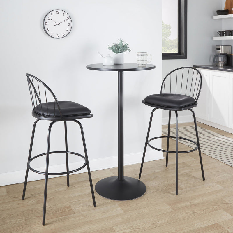 Riley Claire 30" Fixed-Height Barstool with Arms - Set of 2 Walnut Black By LumiSource | Bar Stools | Modishstore - 9