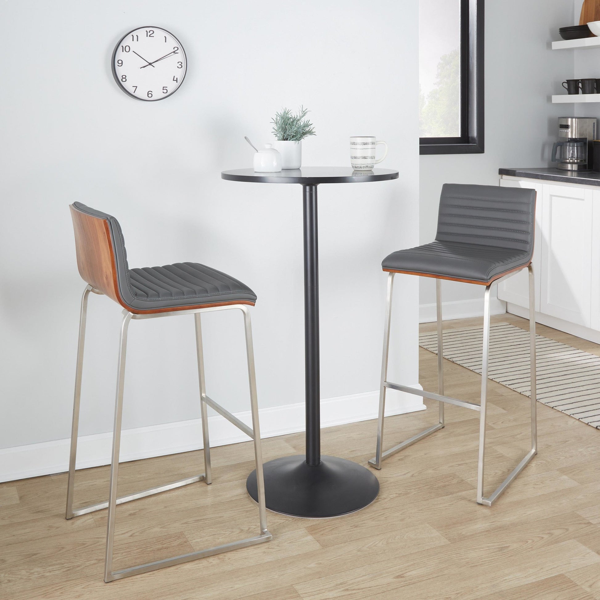 Mason Mara 30" Fixed-Height Barstool - Set of 2 Gray By LumiSource | Bar Stools | Modishstore - 2