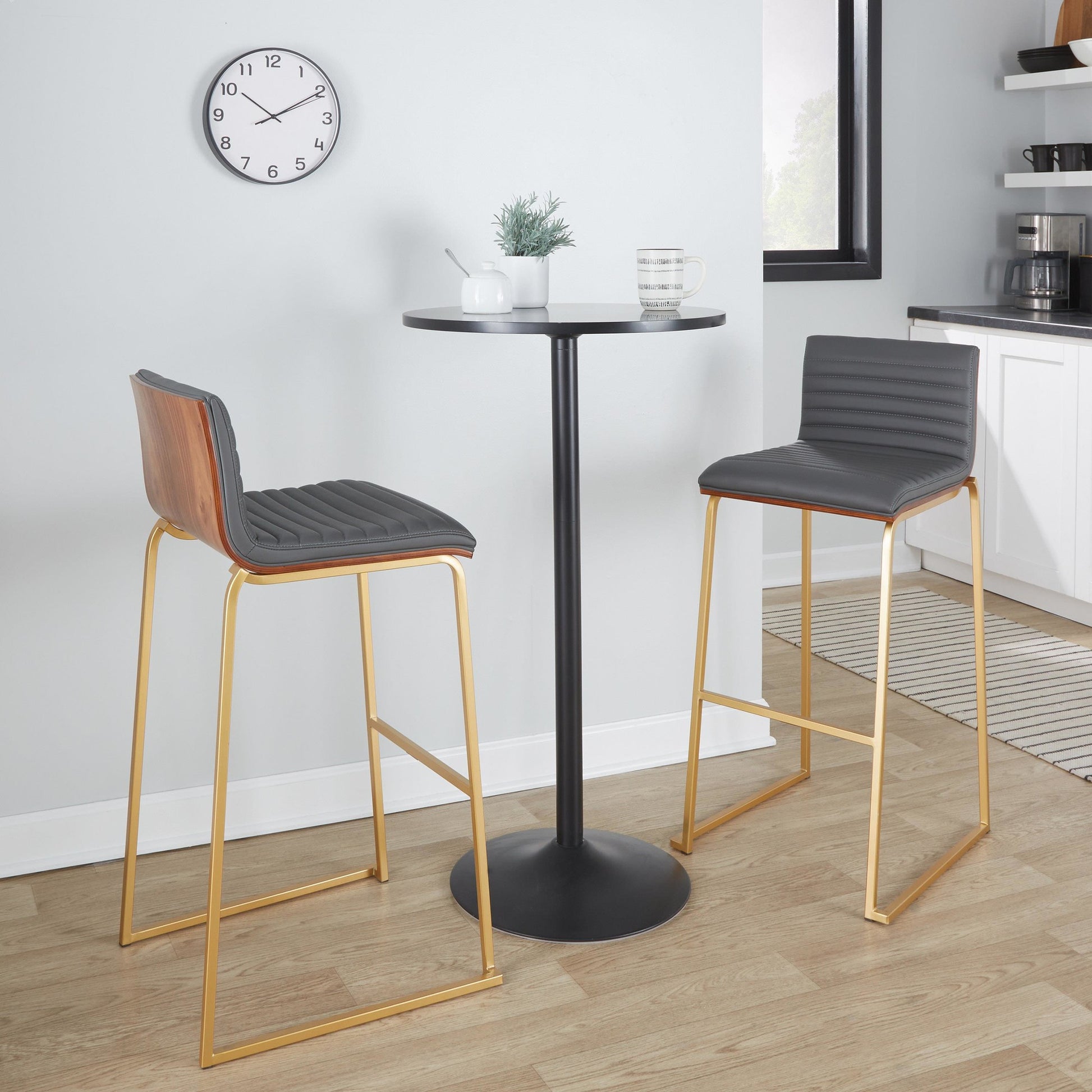 Mason Mara 30" Fixed-Height Barstool - Set of 2 Gray By LumiSource | Bar Stools | Modishstore - 2