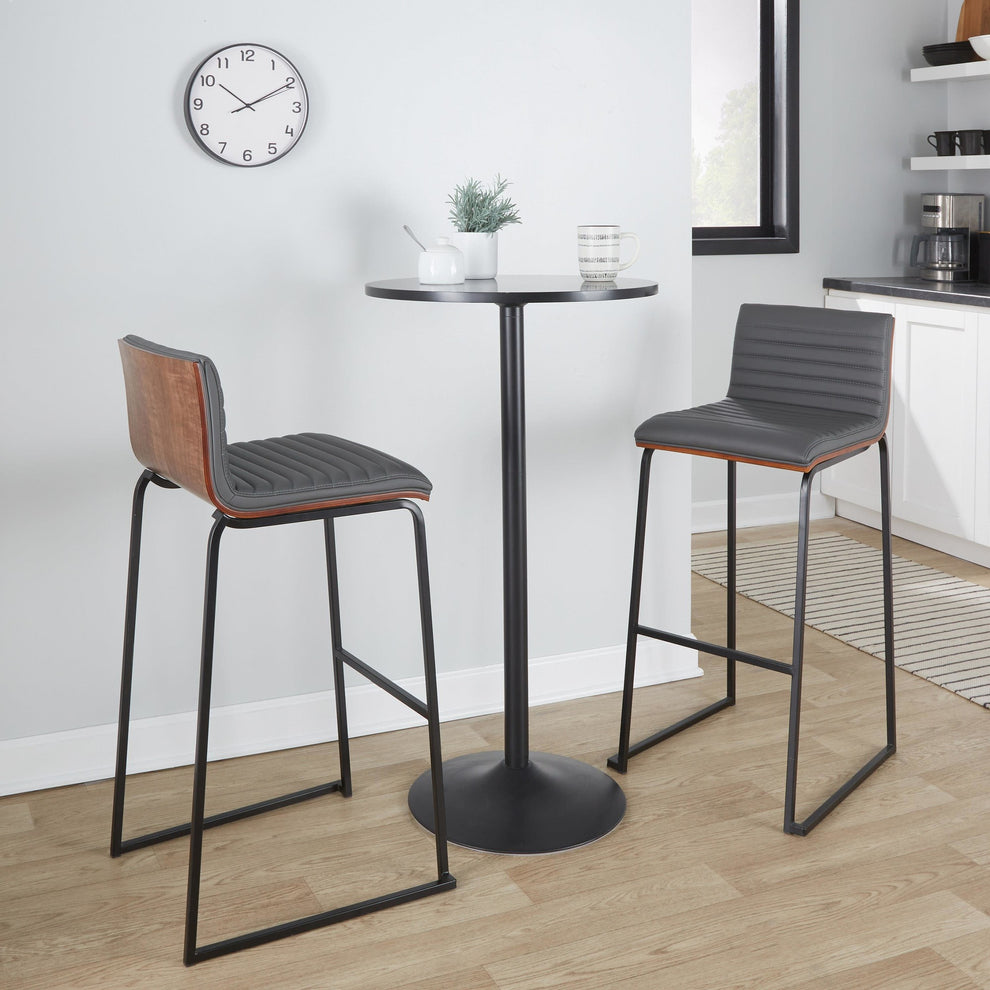 Mason Mara 30" Fixed-Height Barstool - Set of 2 Gray By LumiSource | Bar Stools | Modishstore - 2