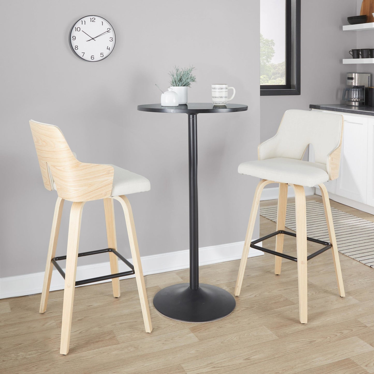 Stella 30" Fixed-Height Barstool - Set of 2 Cream By LumiSource | Bar Stools | Modishstore