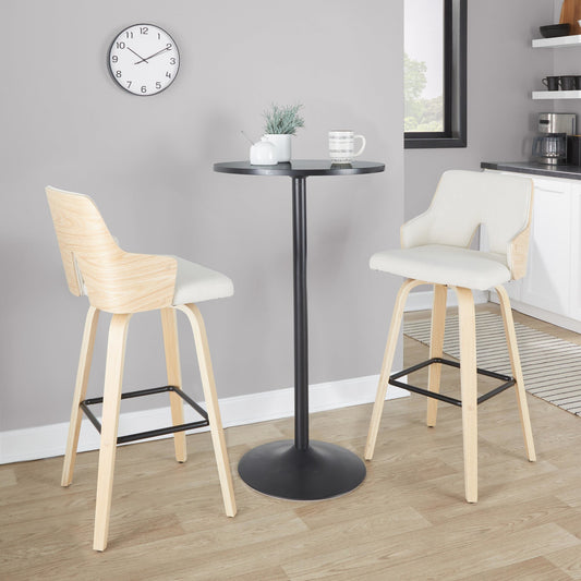 Stella 30" Fixed-Height Barstool - Set of 2 Cream By LumiSource | Bar Stools | Modishstore