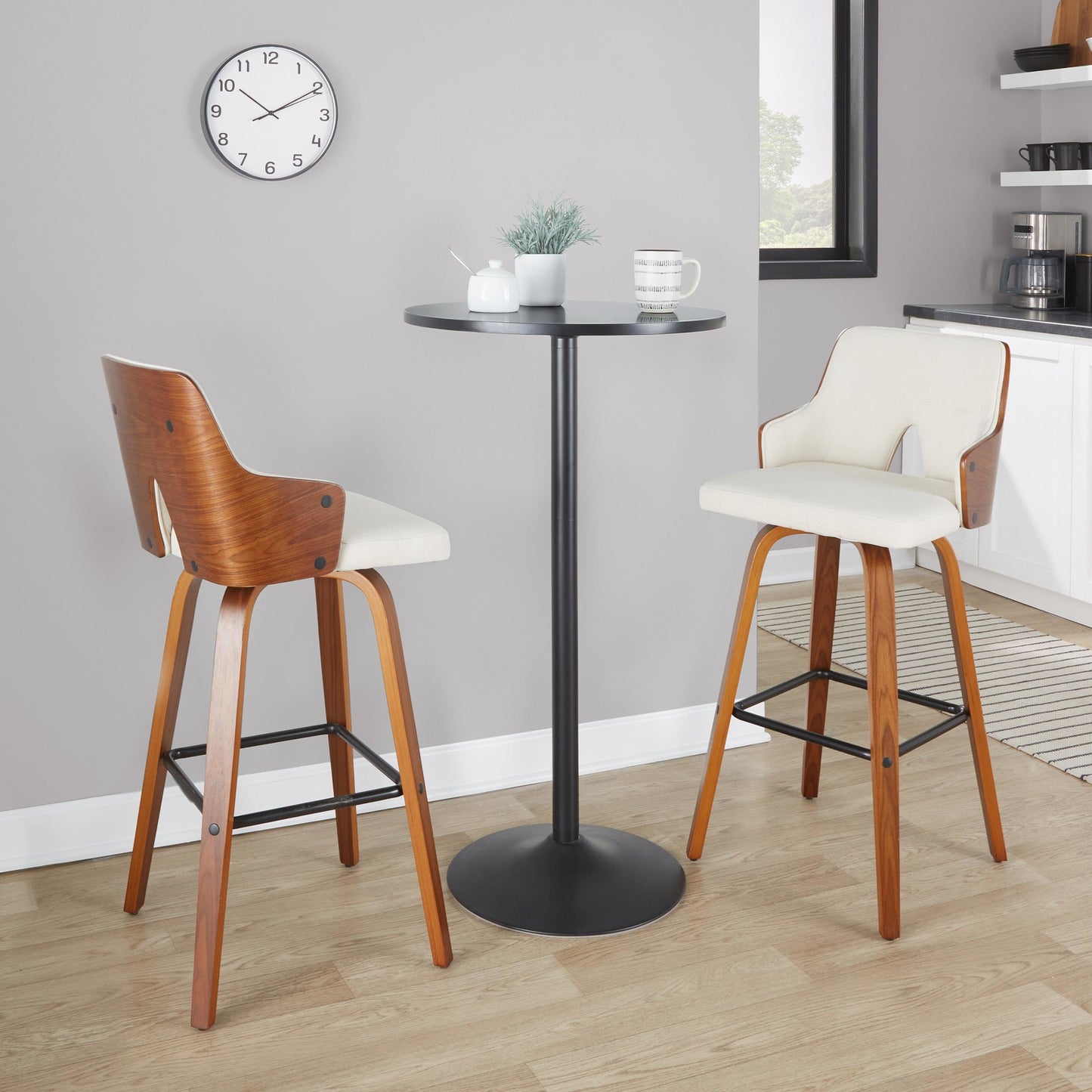 Stella 30" Fixed-Height Barstool - Set of 2 Cream By LumiSource | Bar Stools | Modishstore - 34