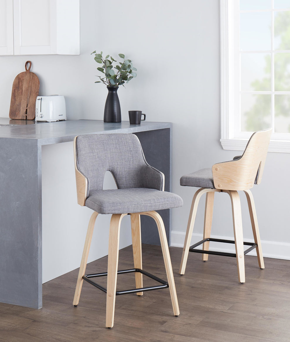 Stella 24" Fixed-Height Counter Stool - Set of 2 Cream By LumiSource | Counter Stools | Modishstore - 10