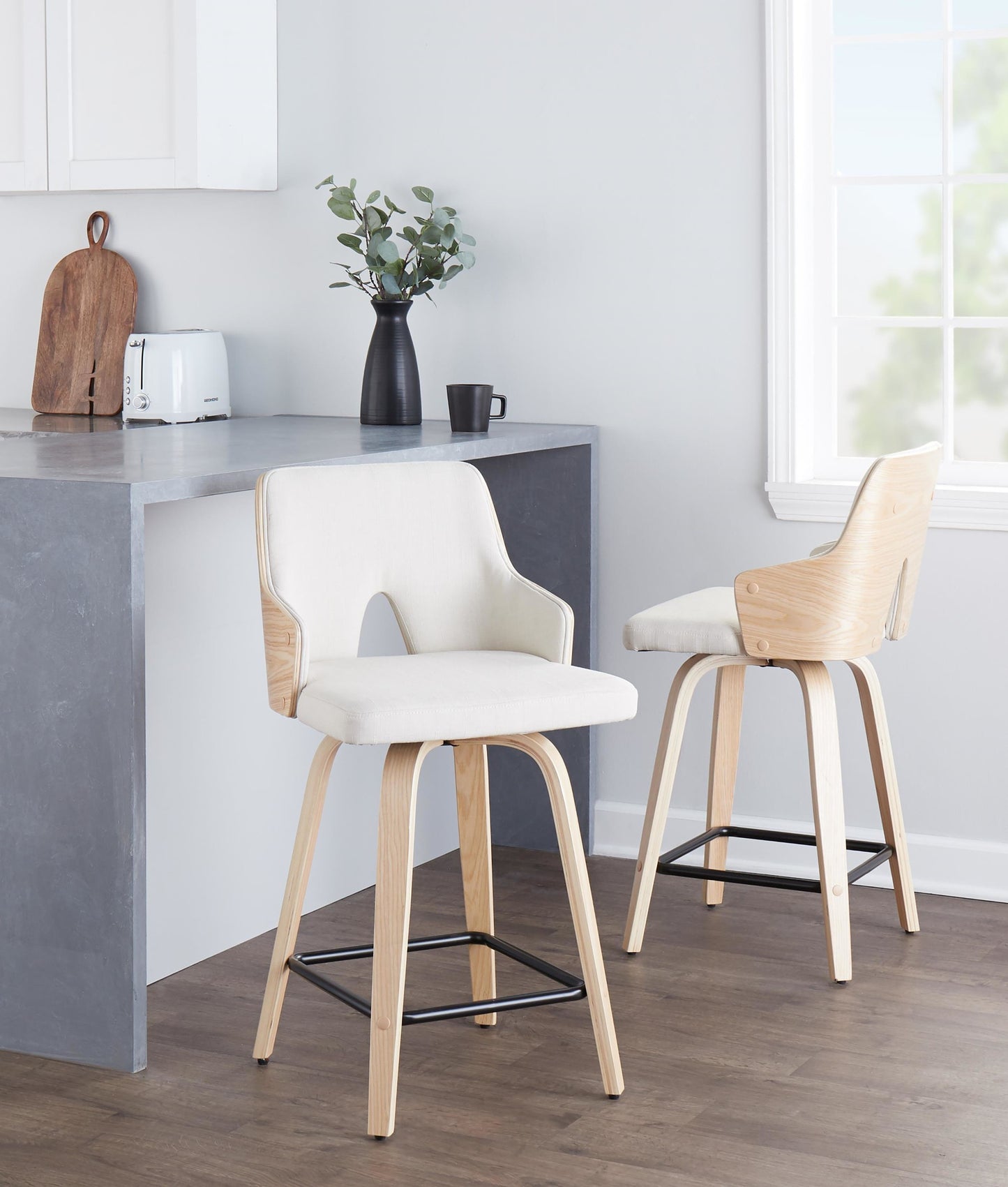 Stella 24" Fixed-Height Counter Stool - Set of 2 Cream By LumiSource | Counter Stools | Modishstore