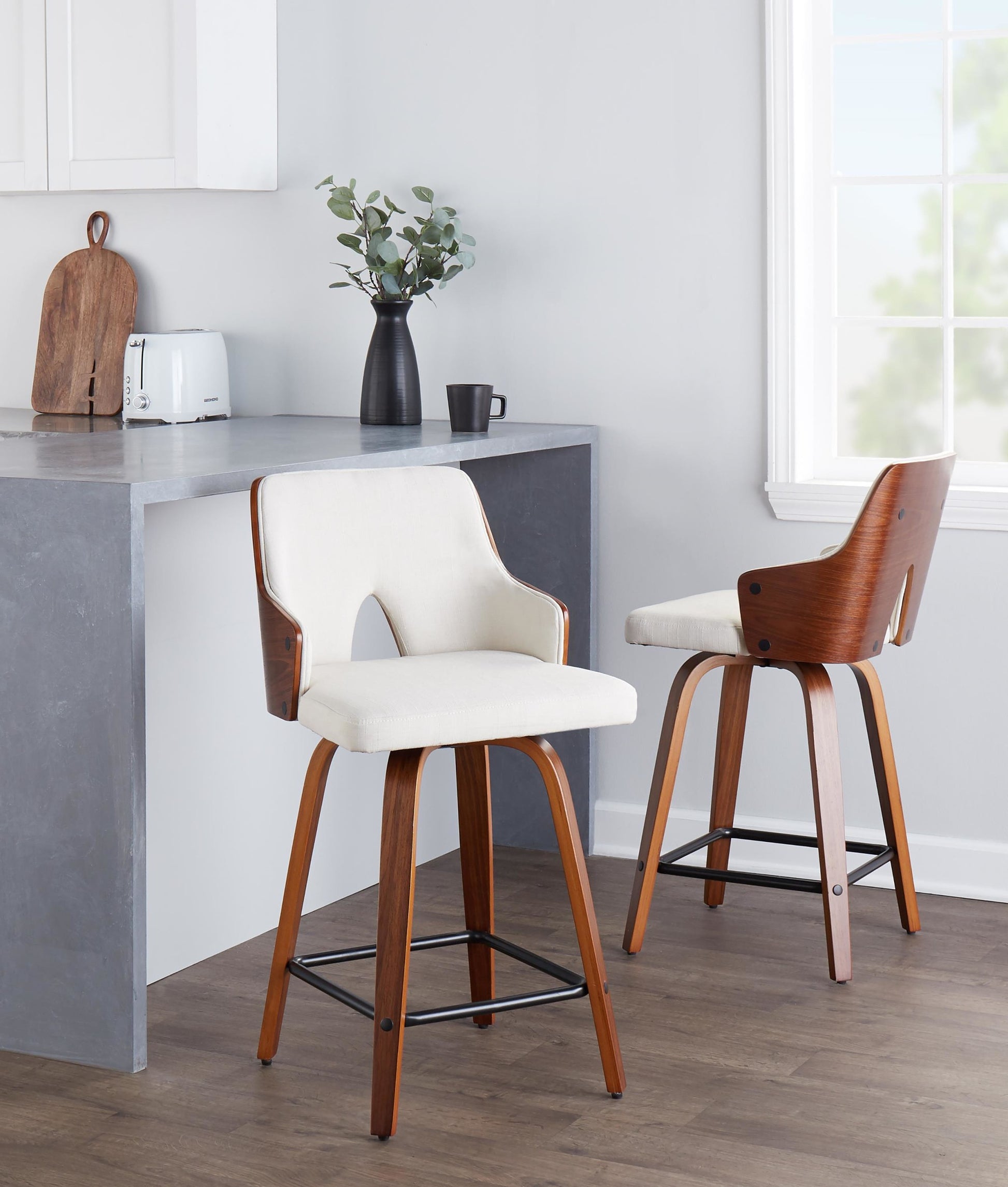 Stella 24" Fixed-Height Counter Stool - Set of 2 Cream By LumiSource | Counter Stools | Modishstore - 37