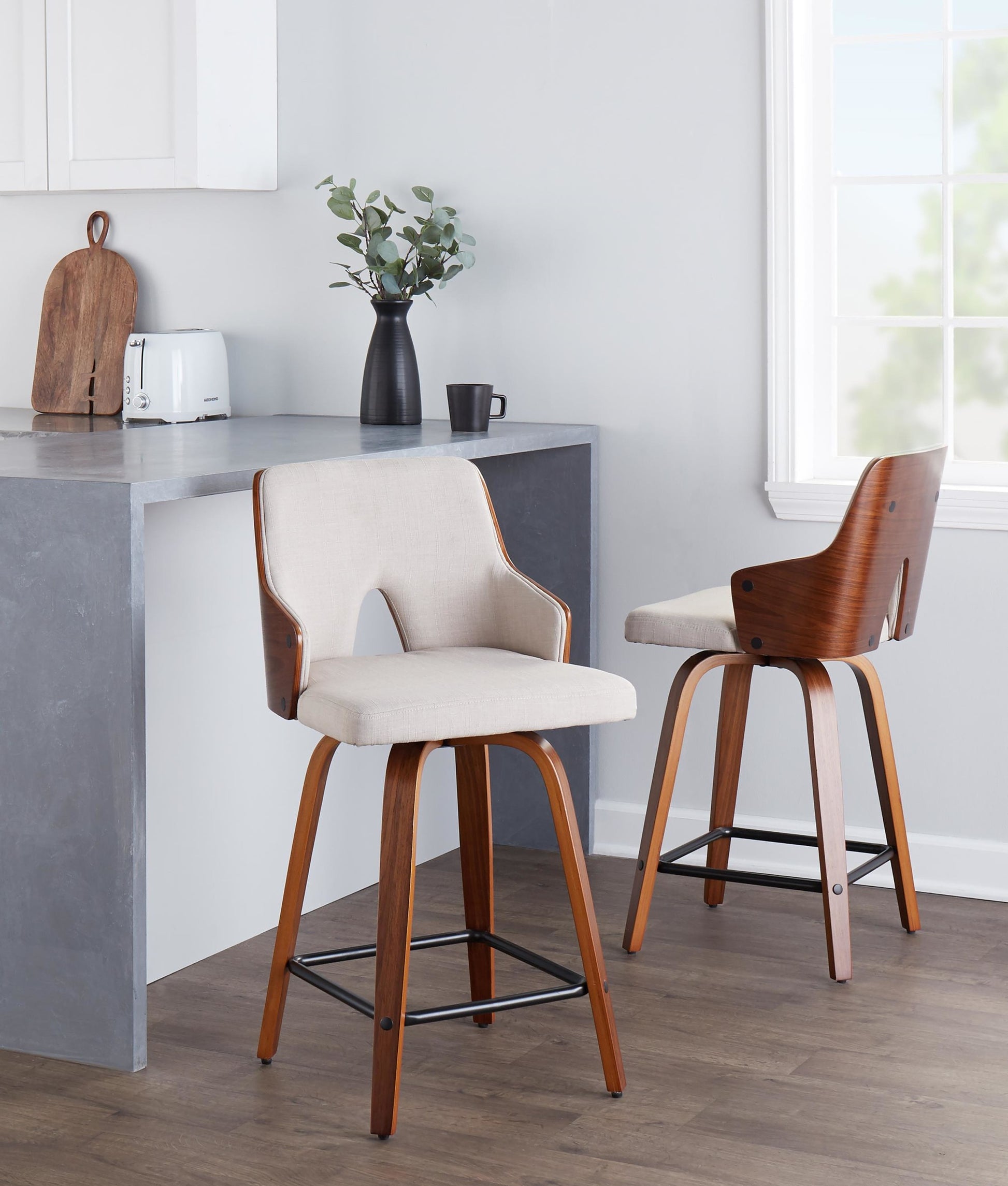 Stella 24" Fixed-Height Counter Stool - Set of 2 Cream By LumiSource | Counter Stools | Modishstore - 20