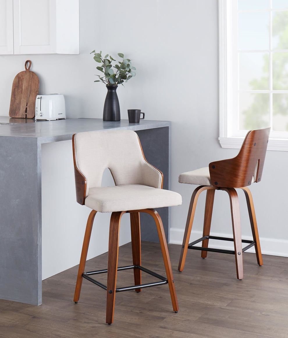 Stella 24" Fixed-Height Counter Stool - Set of 2 Cream By LumiSource | Counter Stools | Modishstore - 20