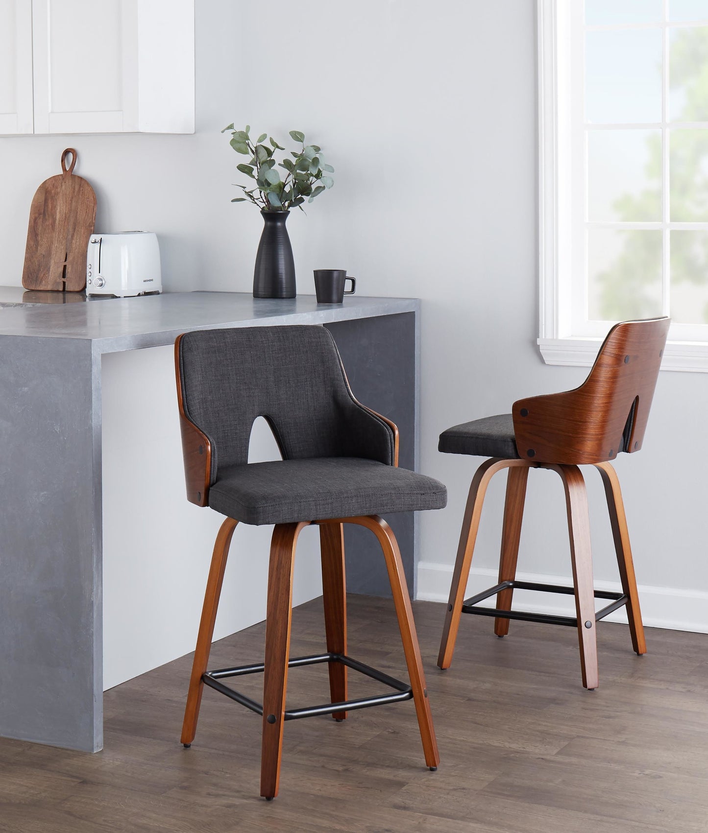 Stella 24" Fixed-Height Counter Stool - Set of 2 Cream By LumiSource | Counter Stools | Modishstore - 27