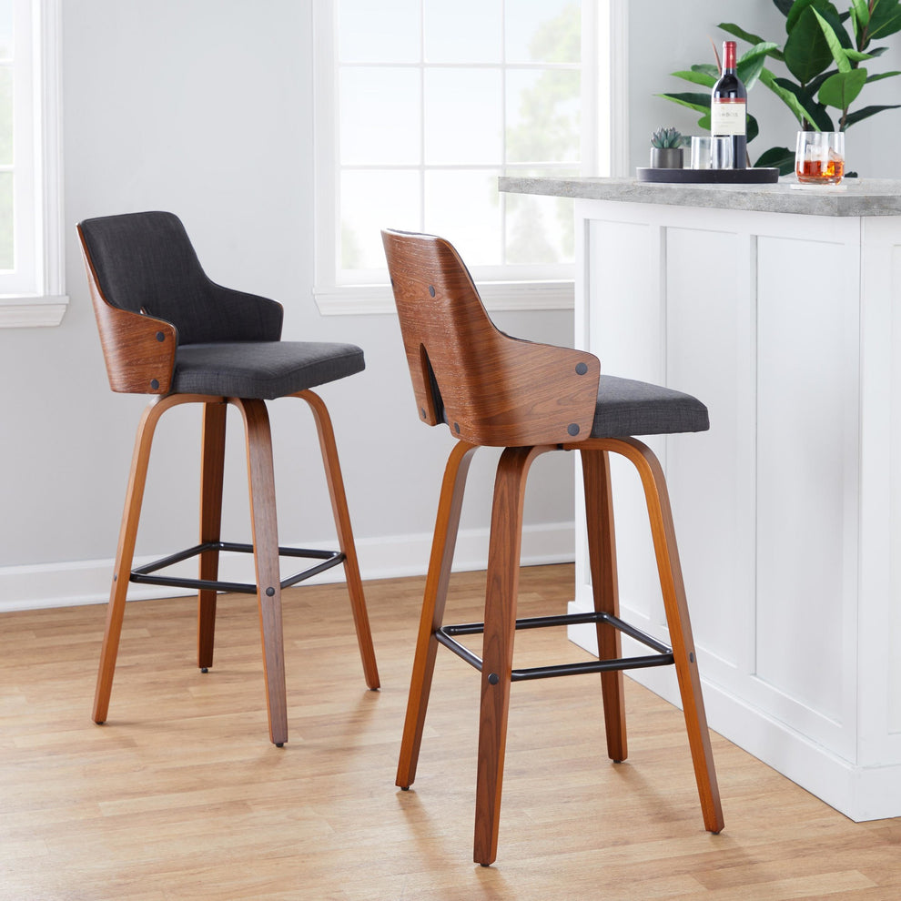 Stella 30" Fixed-Height Barstool - Set of 2 Cream By LumiSource | Bar Stools | Modishstore - 25