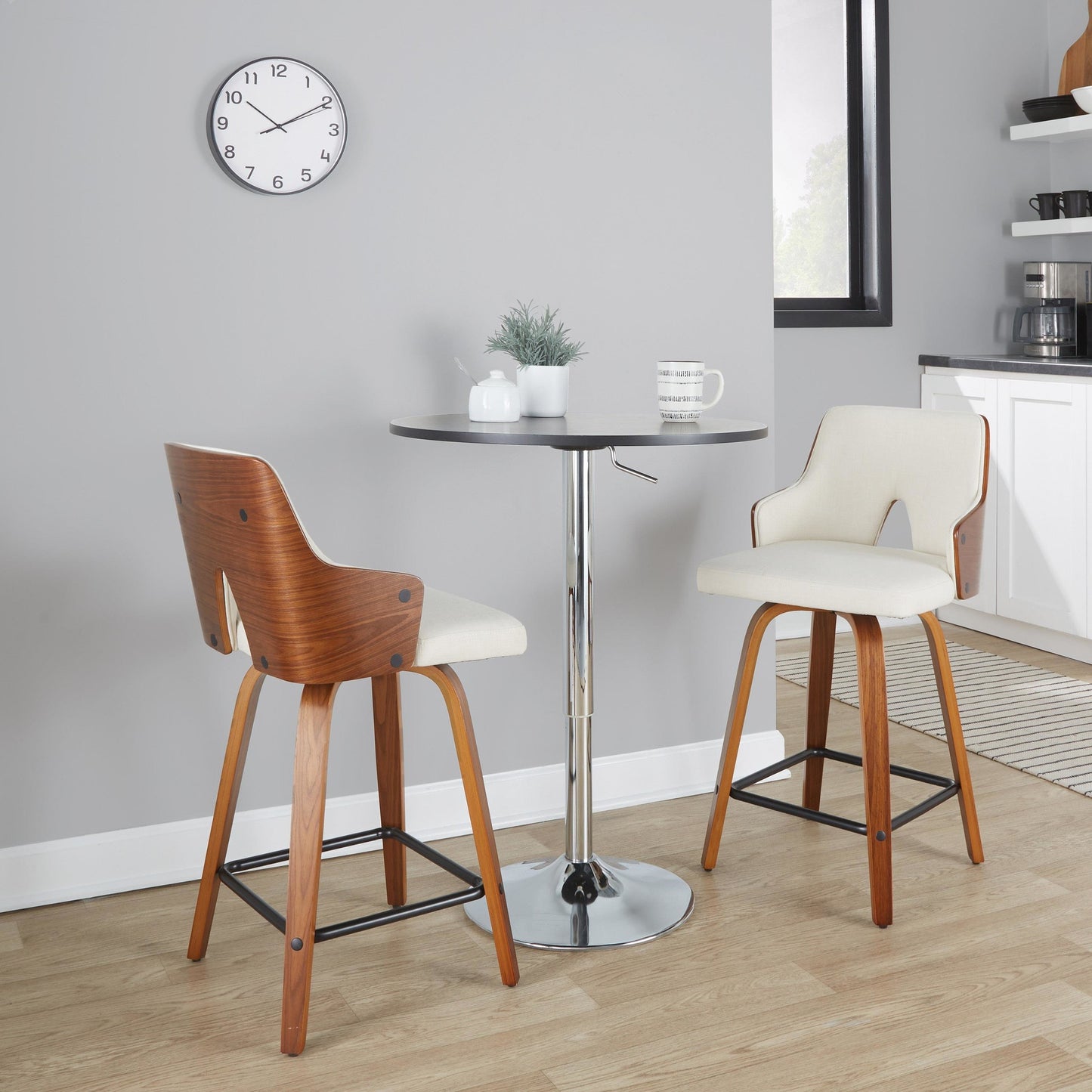 Stella 24" Fixed-Height Counter Stool - Set of 2 Cream By LumiSource | Counter Stools | Modishstore - 36