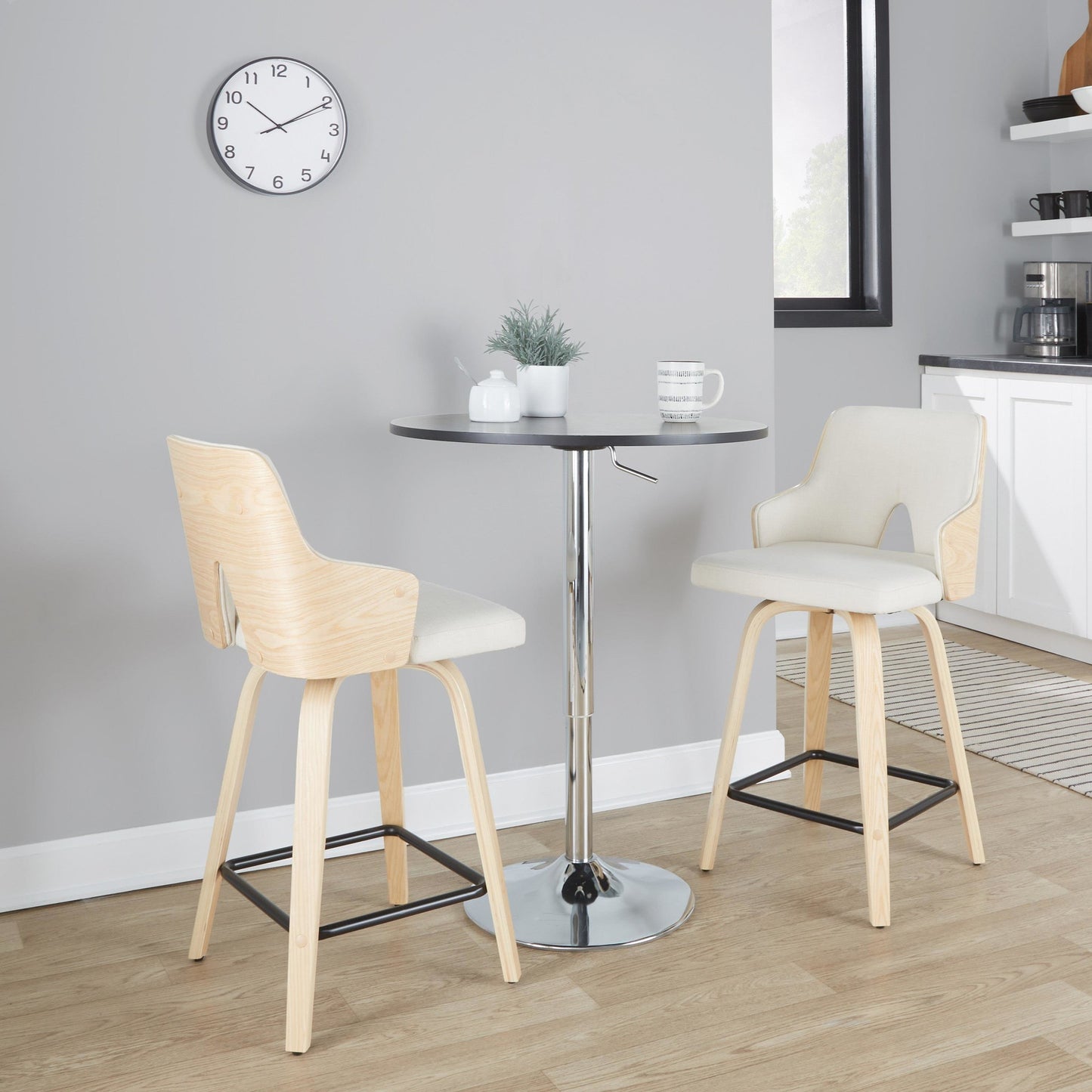 Stella 24" Fixed-Height Counter Stool - Set of 2 Cream By LumiSource | Counter Stools | Modishstore - 2